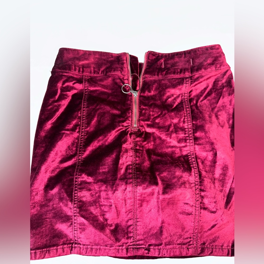 Free people size 28 velour red mini skirt